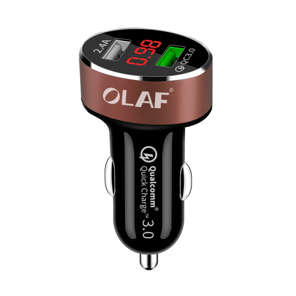 Олаф автомобильное USB зарядное устройство Быстрая зарядка 3,0 2,0 зарядное устройство для мобильного телефона 2 порта USB быстрое автомобильное зарядное устройство для samsung S10 S9 Xiaomi Mi 9 huawei - Тип штекера: Rose Gold