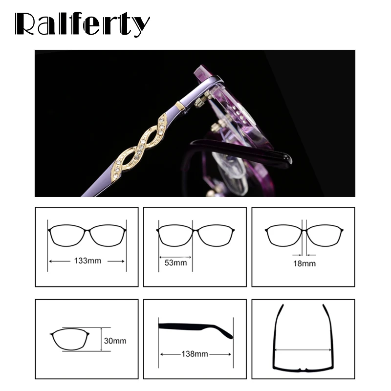 Ralferty элегантные женские очки без оправы для чтения высокое качество фиолетовые