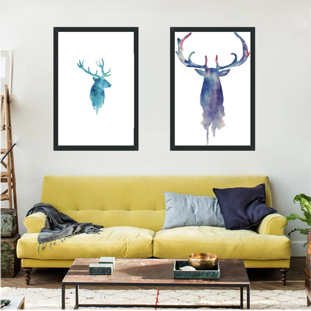 

HAOCHU Animal Elk Abstract Canvas Painting For Living Room Home Decor Painting Print Poster Simple Nordic Wall Picture
