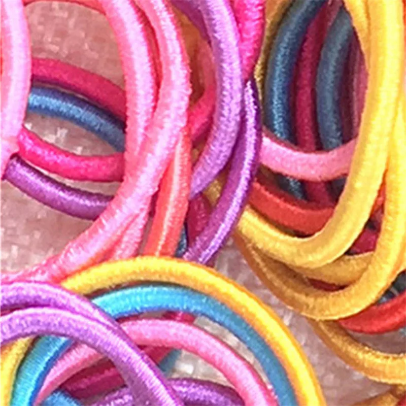 100pcs colorful 1pagCute Girl Ponytail держатель для волос аксессуары для волос тонкая эластичная резинка для детей цветные резинки для волос аксессуары для волос - Цвет: 100pcs colorful