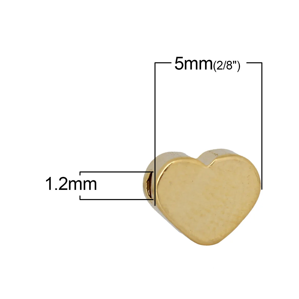 DoreenBeads медные бусины-спейсеры в форме сердца золотой цвет около 5 мм (2/8 &quot) x 4