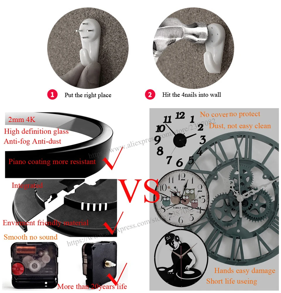 4 Styles Cartoon Flog Wall Clock for Children Room Bedroom Living Silent Glass | Дом и сад