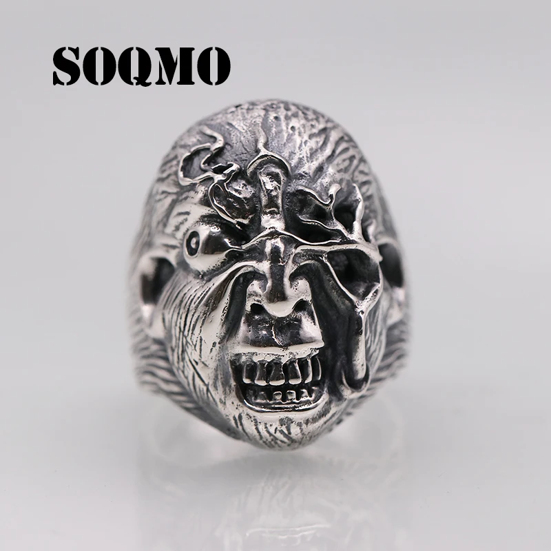 Мужское кольцо с большим черепом SOQMO винтажное ювелирное изделие в стиле панк-рок