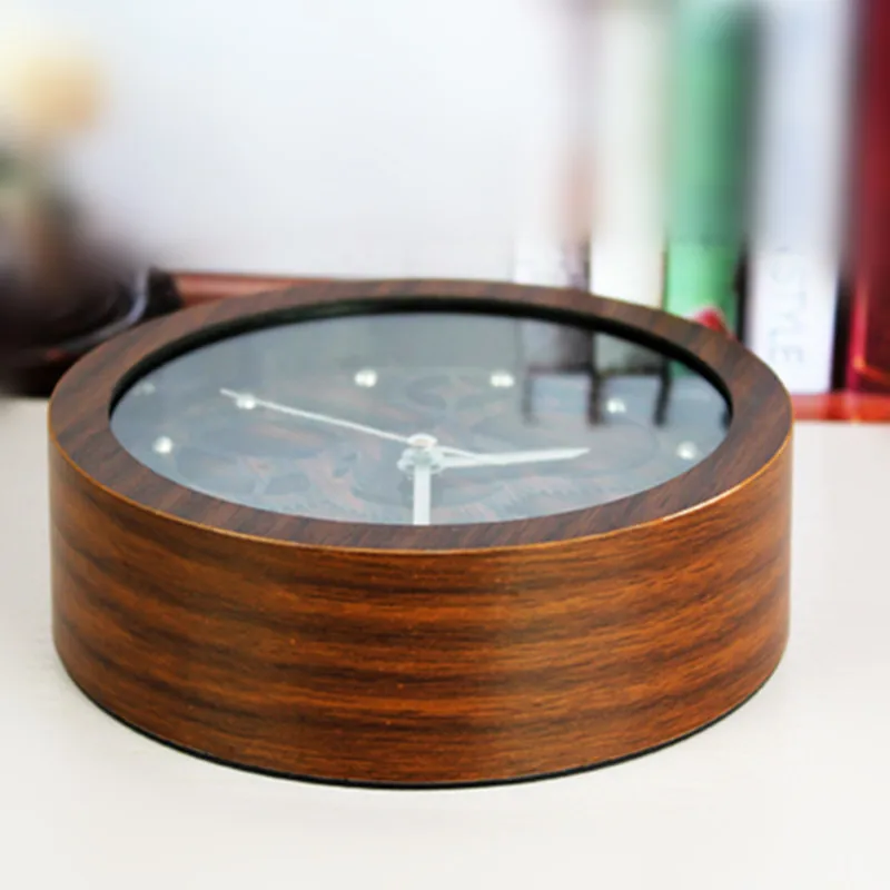 Часы наручные домашние кварцевые цифровые в ретро стиле с имитацией дерева|clock