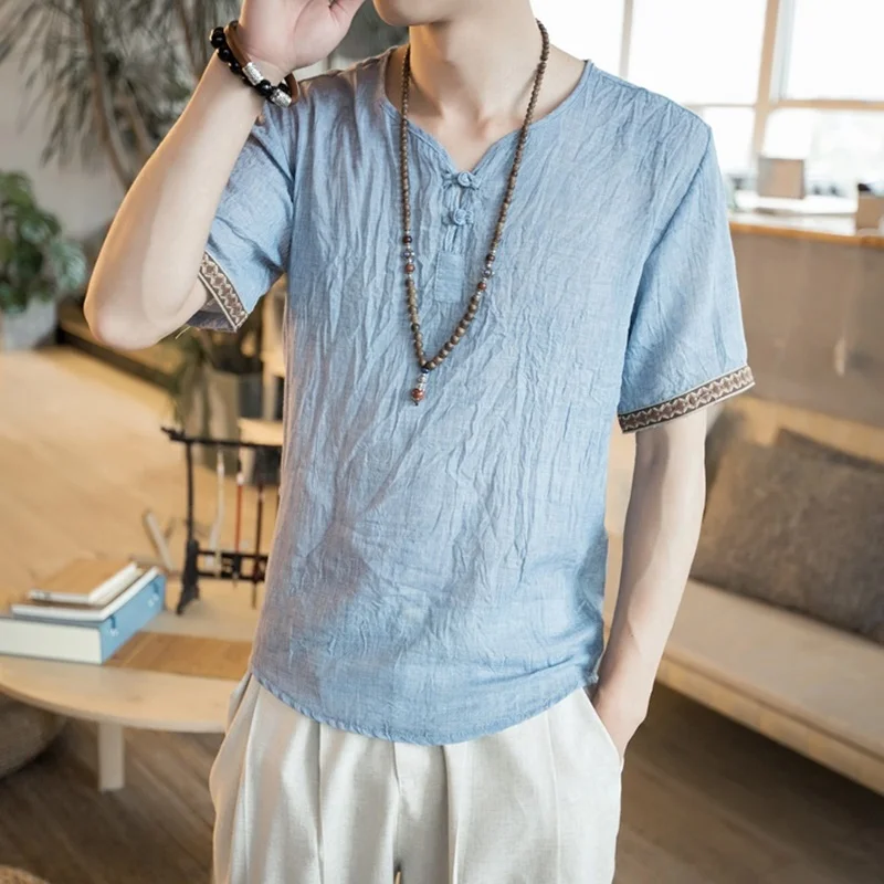 Традиционная китайская одежда для мужчин льняная рубашка Китайская