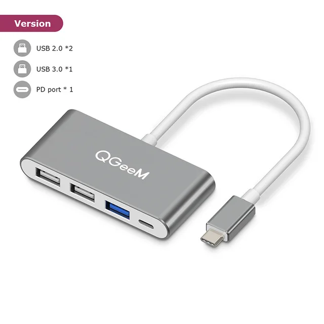 QGEEM usb-хаб USB C к HDMI RJ45 Thunderbolt 3 адаптер для MacBook samsung Galaxy S9/Note 9 huawei P20 Pro type C USB 3,0 концентратор - Цвет: 4 IN 1