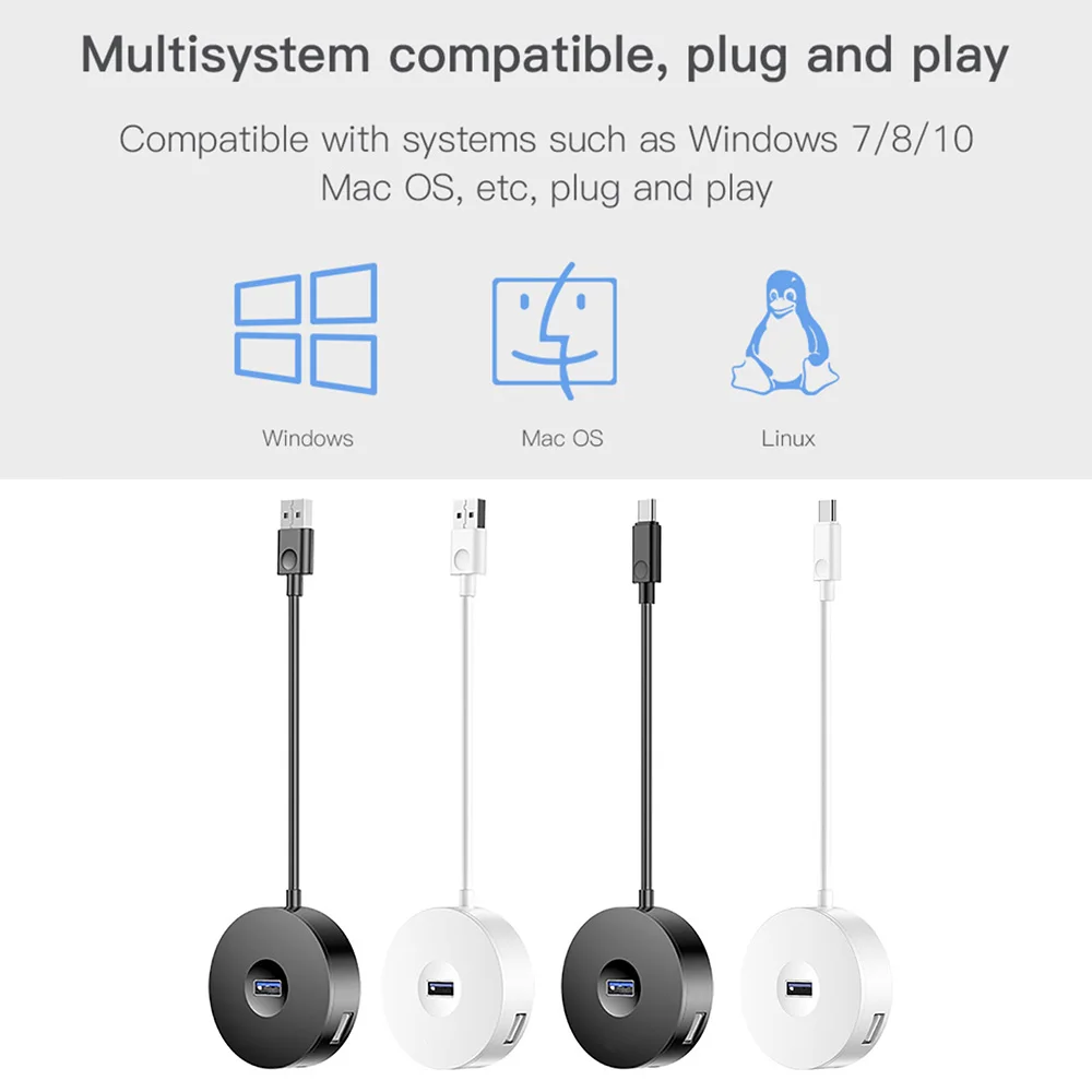 4 USB порта концентратор смарт-адаптер 3 0 или Тип C к USB3.0 + USB2.0 для ноутбука MacBook