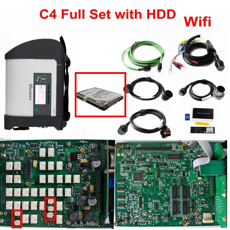 C4 FULL SET With HDD Реле NEC MB Star C3 Star C4 Star C5 MB Диагностический мультиплексор Тестер MB Star C3 с программным обеспечением HDD,07 для автомобиля/грузовика - Цвет: C4 FULL SET With HDD