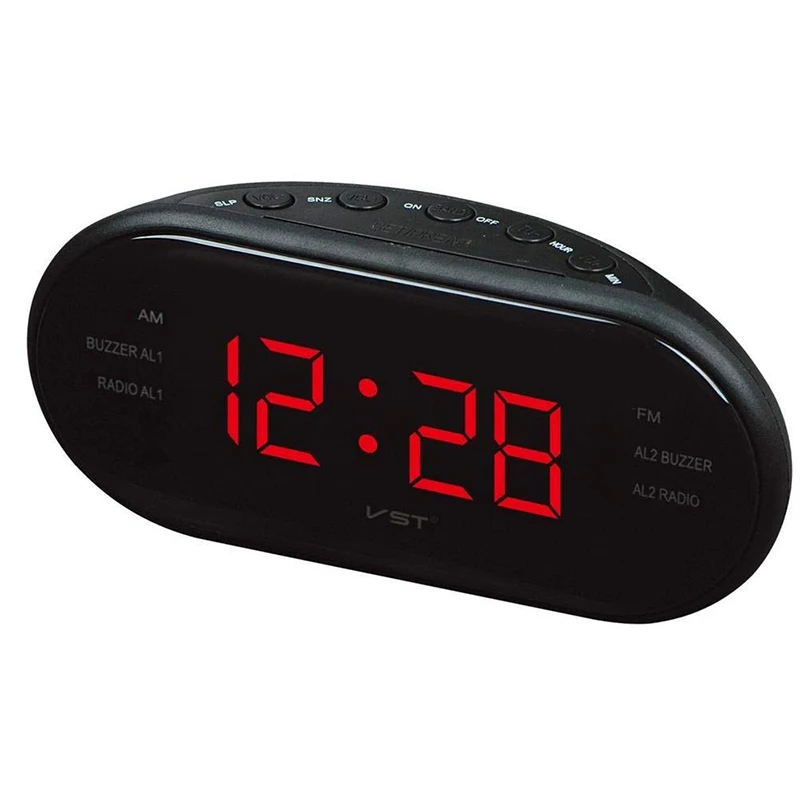 Большой светодиодный цифровой экран AM FM радио Будильник Электронный стол Полка
