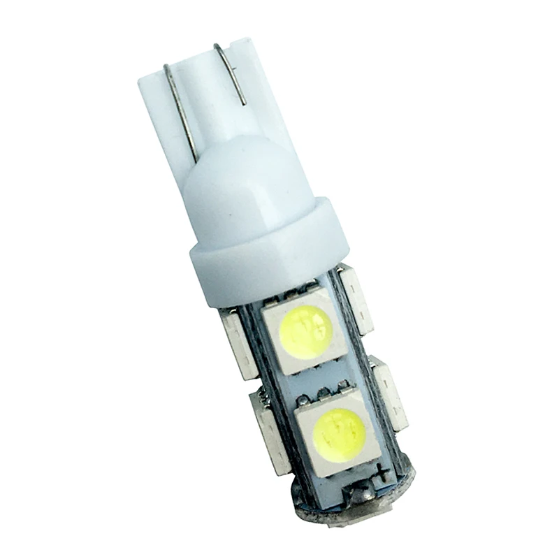 50 шт. Оптовая Продажа T10 9 SMD LED 5050 12 В белый свет 9smd 9LED Клин Авто светодиодные лампы