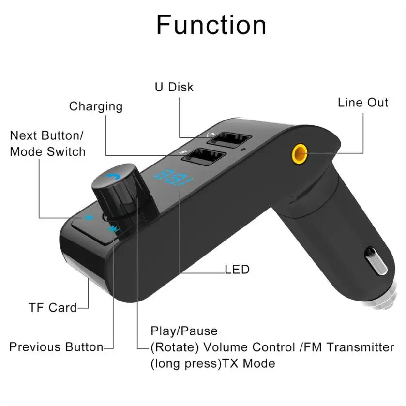 Hiperdeal Новый 2018 HK202 Bluetooth Hands-free автомобильный комплект fm-передатчик MP3-плеер USB