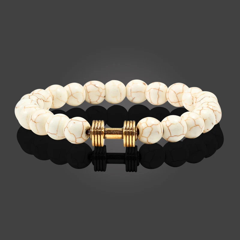 Простой Классический Браслет из лавы натурального камня с бусинами