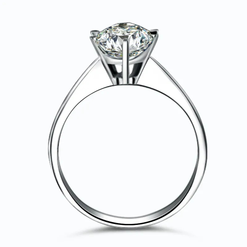 1,0 Ct искусственный камень серебро 925 Обручальное кольцо для женщин простой классический дизайн Настоящее серебро 925 Свадебные украшения подарки