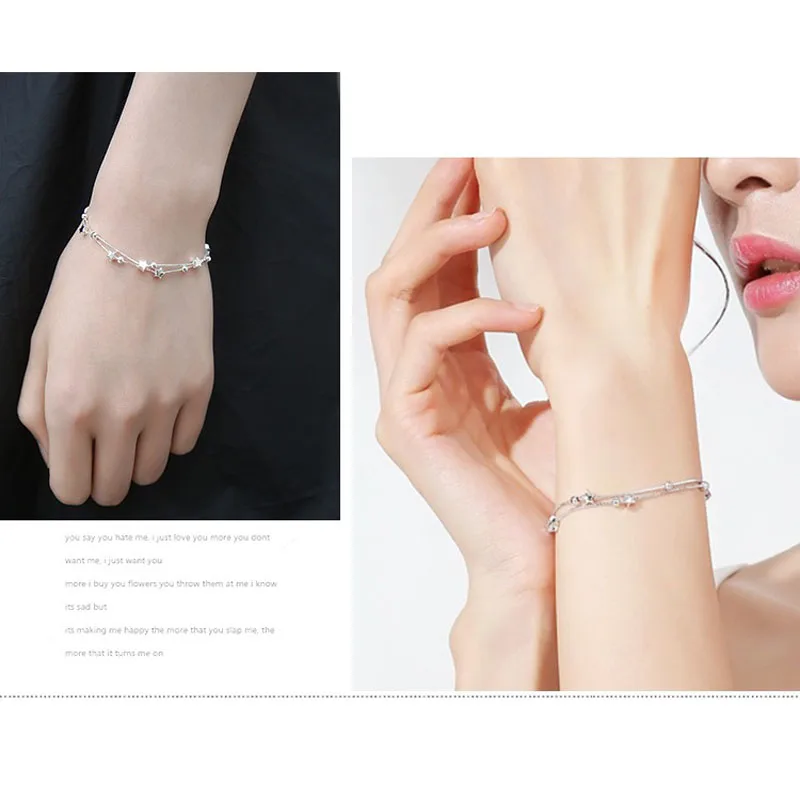 Crazy Feng Classic Silver Color Ocean Star Round Ball Bracelet and Bangles Mujer Jewelry Heart Pendant Link Chain Gifts | Украшения и