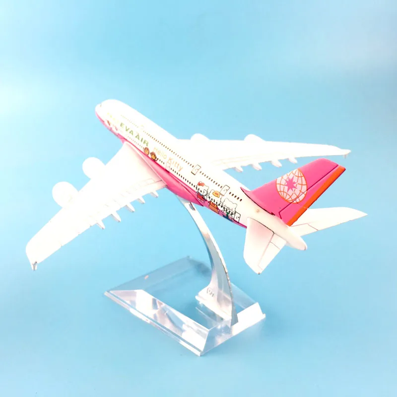 16 см A380 EVA воздуха и рисунком котенка из мультфильма «Хелло Китти» для девочек металлического сплава модели самолет модель игрушечный самолет подарок на день рождения