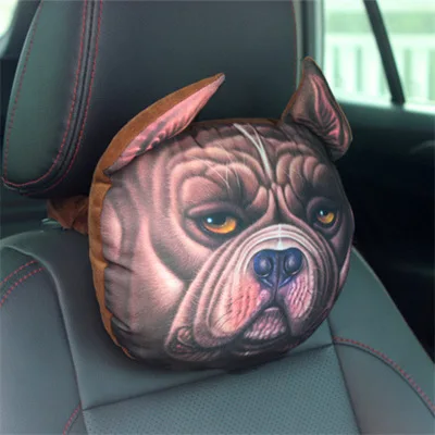 Новинка, подголовник для автомобиля, 3D мультяшная Милая Собачья голова, подушка для сна, подушка и подушка, поясная подушка с сердечником+ активированные карбоновые подушки