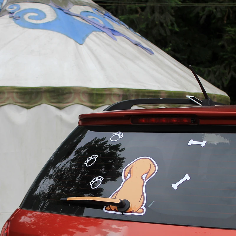 

BEMOST Car Styling Car Rear Windshield Wiper Decal Stickers Waterproof Cartoon Dog Moving Tail Stickers Auto Accessories 5Sets