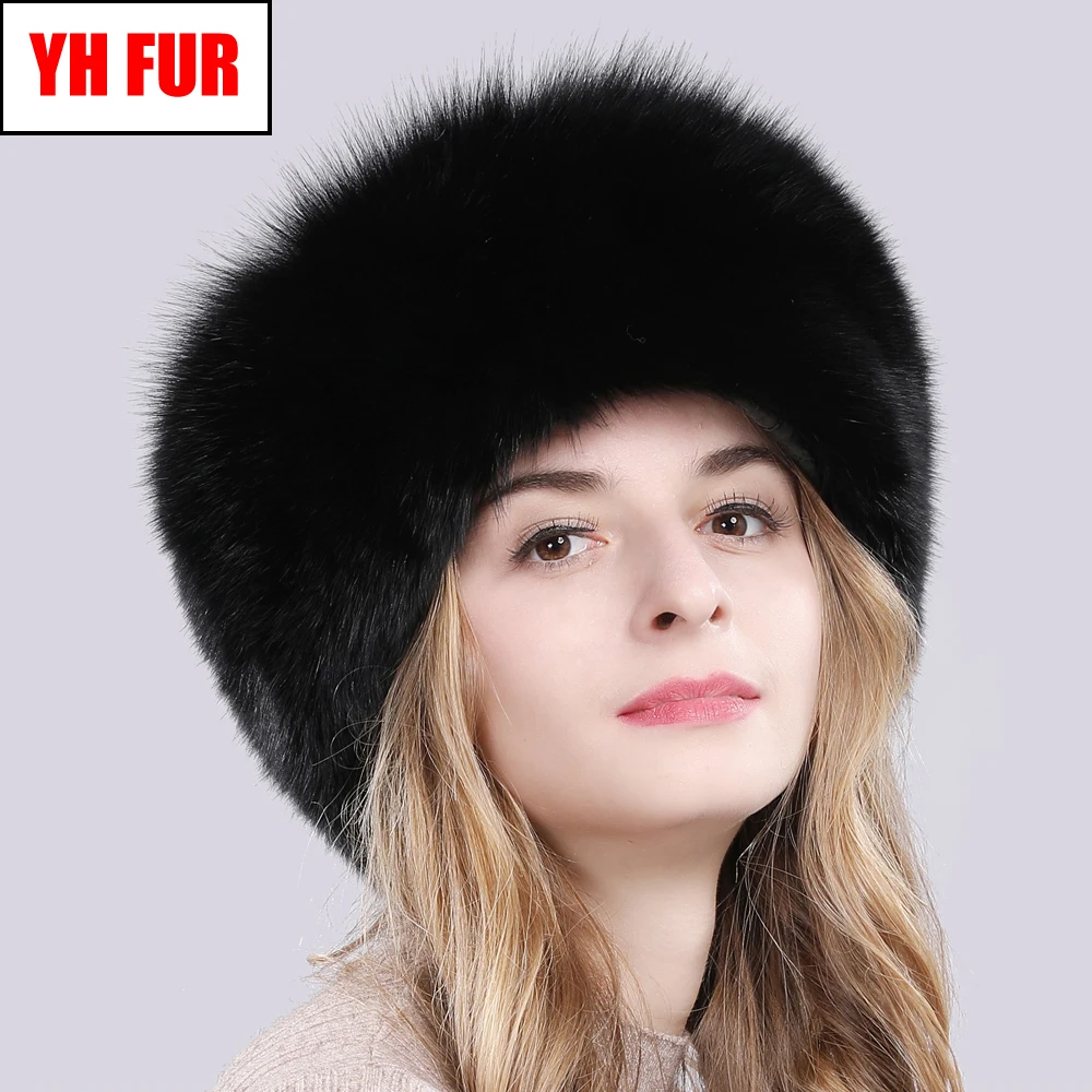 Женская русская зимняя шапка из натурального Лисьего меха теплая мягкая