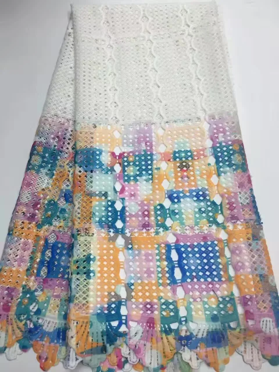 2016 Последнее Африканский Гипюр Кружева Ткани Высокого Качества Многоцветный 5
