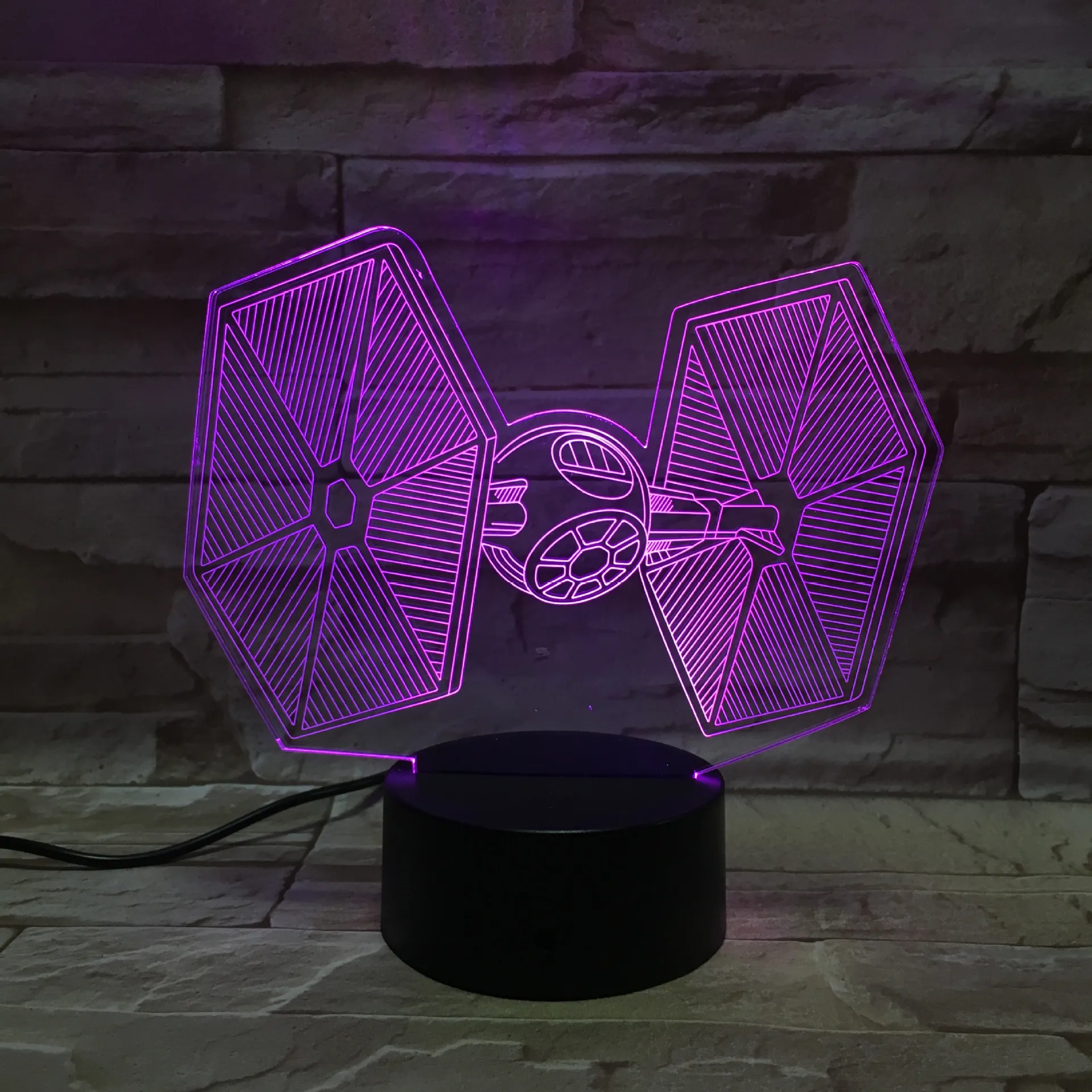 2019 Cool Fighter 3D Star Wars Tie LED Colorful Night Light Bedroom Halloween Decor 7 color changing touch table light | Лампы и