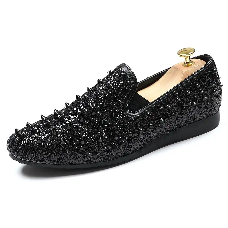 Fashion Tide Of Men Red Loafer Shoes Rivets Glitter Casual Comfort Slip On Flats Round Toe Trending Size 38-44 Green | Обувь