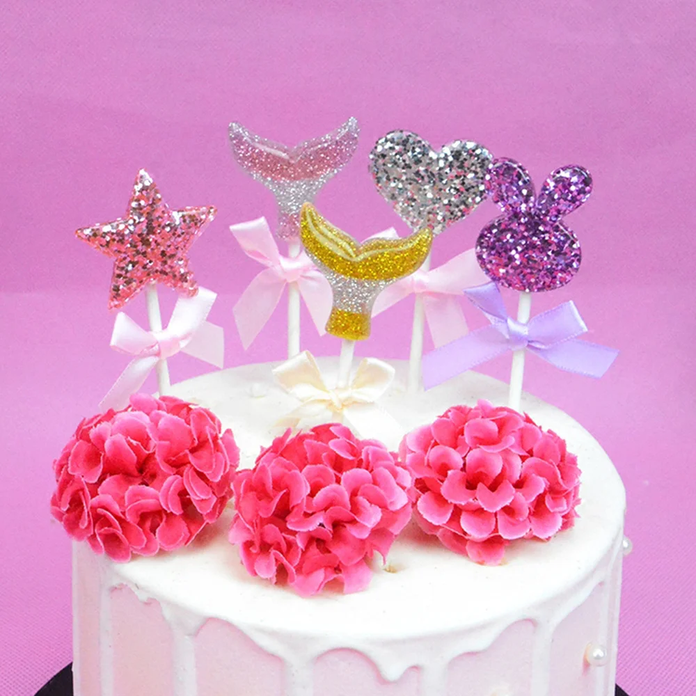 Сверкающая Заглушка с пентаграммой украшение для торта вставка карты сердце