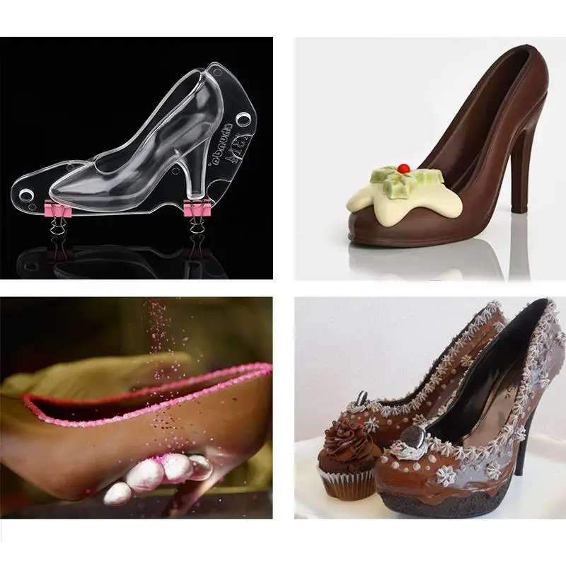 

3D Cute High Heel Shoe Polycarbonate PC Chocolate Candy Mould Bundle Molding Instructions Fondant Cake Mold DIY Home Baking Tool