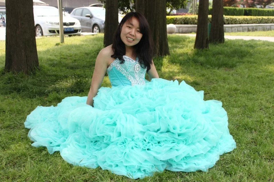 Kejiadian милые 16 принцесс Бисероплетение милое платье Quinceanera белые и синие