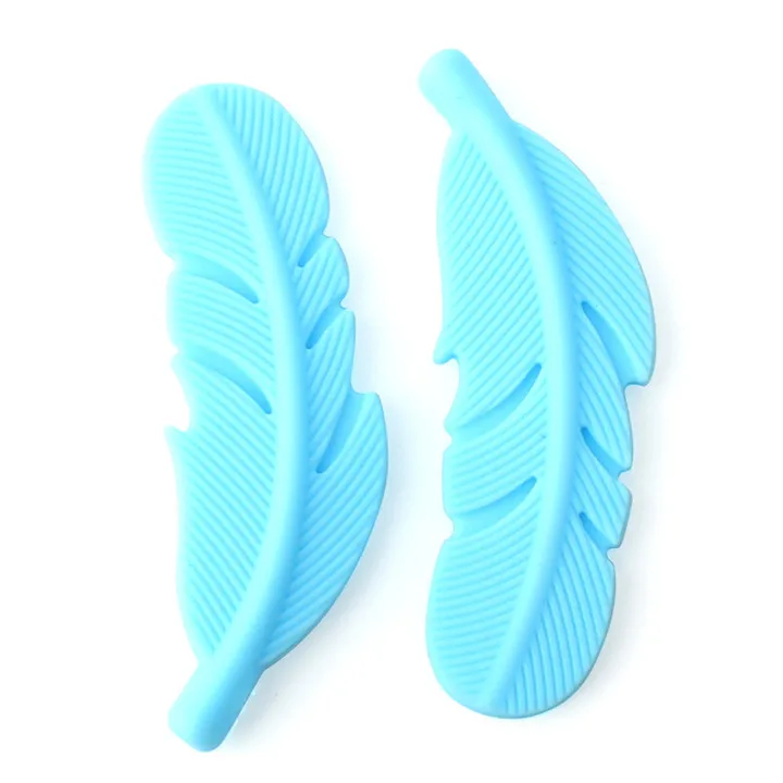 16 Baby Blue Keep& grow, 5 шт., силиконовые бусины в виде перьев, Детские Прорезыватели, браслет, жевательное ожерелье, подвеска, пищевая, сделай сам, для изготовления детских прорезывателей - Цвет: 16 Baby Blue