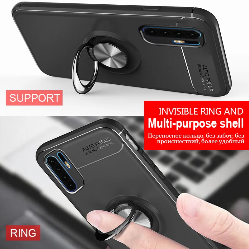 Роскошный Магнитный чехол для автомобильного кольца Huawei P30 P Smart 2019 P20 Lite чехлы Pro