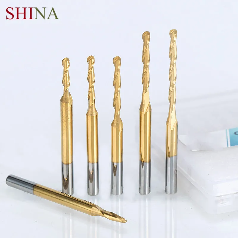 SHINA 1 шт. 3 175 мм шариковый нос 2 флейты спиральные оловянные покрывающие концевые