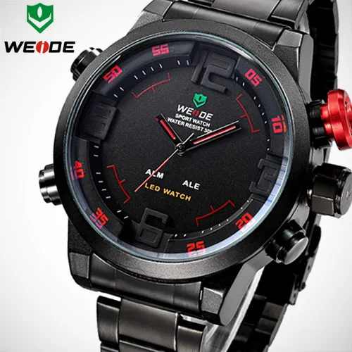 2016 Новинка Марка WEIDE Для мужчин Спортивные часы кварцевые цифровой светодиодный