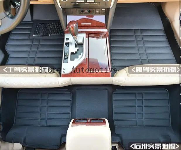 Черные полиуретановые кожаные передние и задние коврики водонепроницаемые для