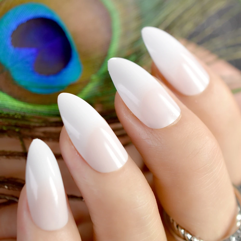 Модные натуральные акриловые накладные ногти 24 шт. тонкие заостренные полное