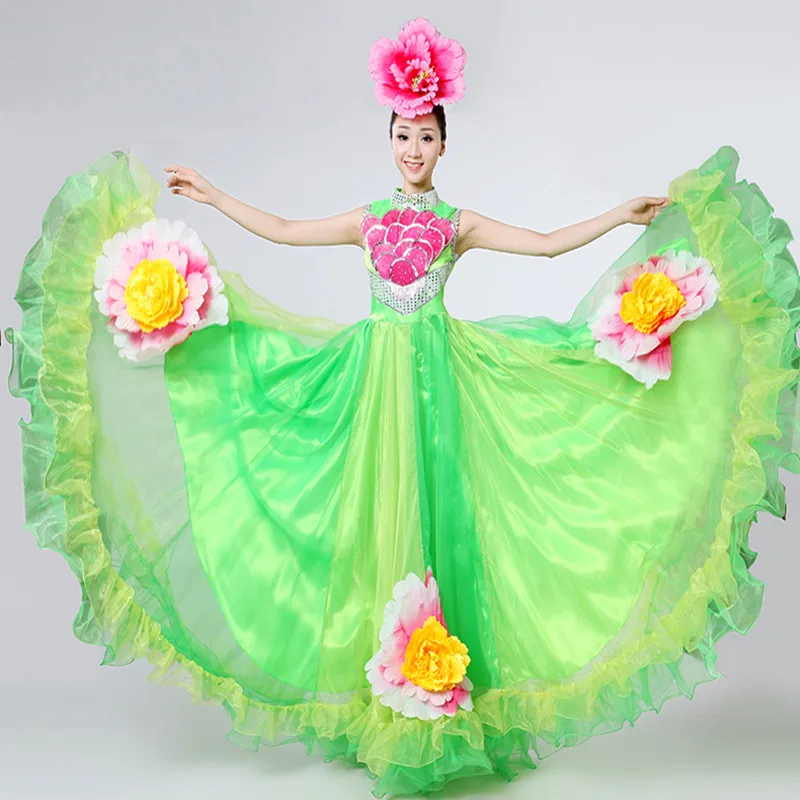 Женское платье для танца живота Bullfight длинное с цветочным рисунком испанское