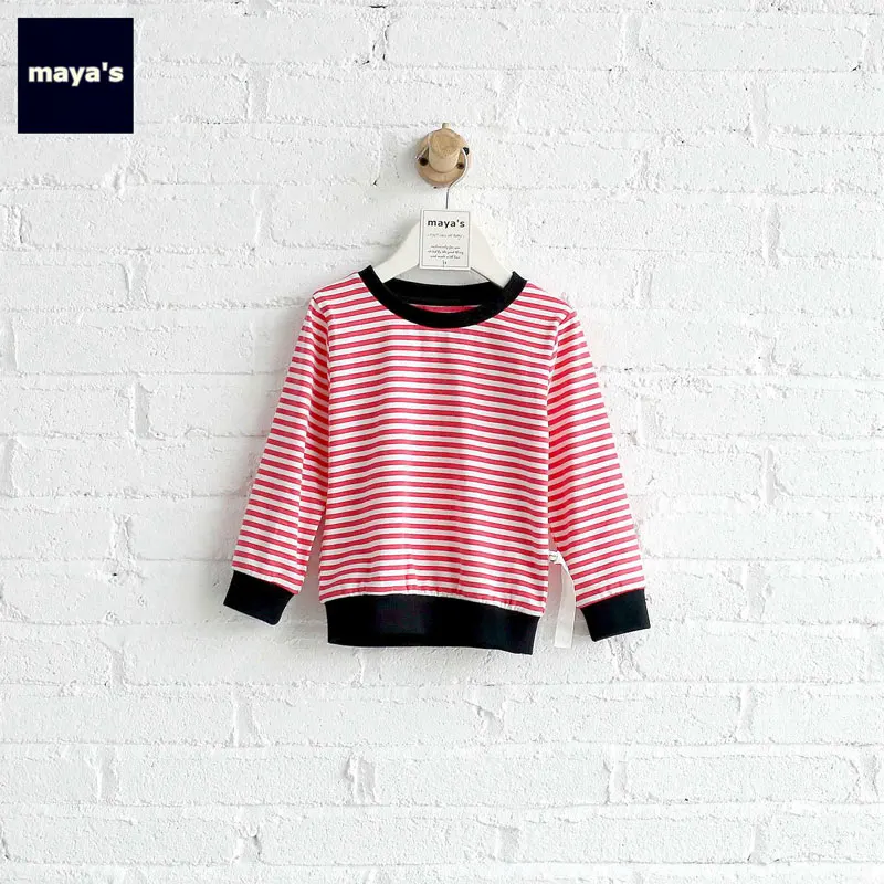 Mayas/хлопковая повседневная детская рубашка в полоску Мягкая дышащая одежда с