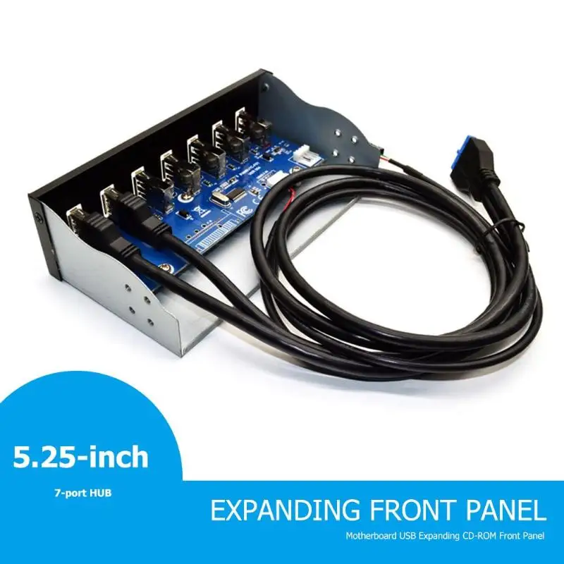 19 Pin to 2 USB 3.0+4 2.0+BC1.2 Optical Drive Fast Quick Changer Connector 5.25 inch 7 Ports HUB Front Panel For PC Desktop | Компьютеры и