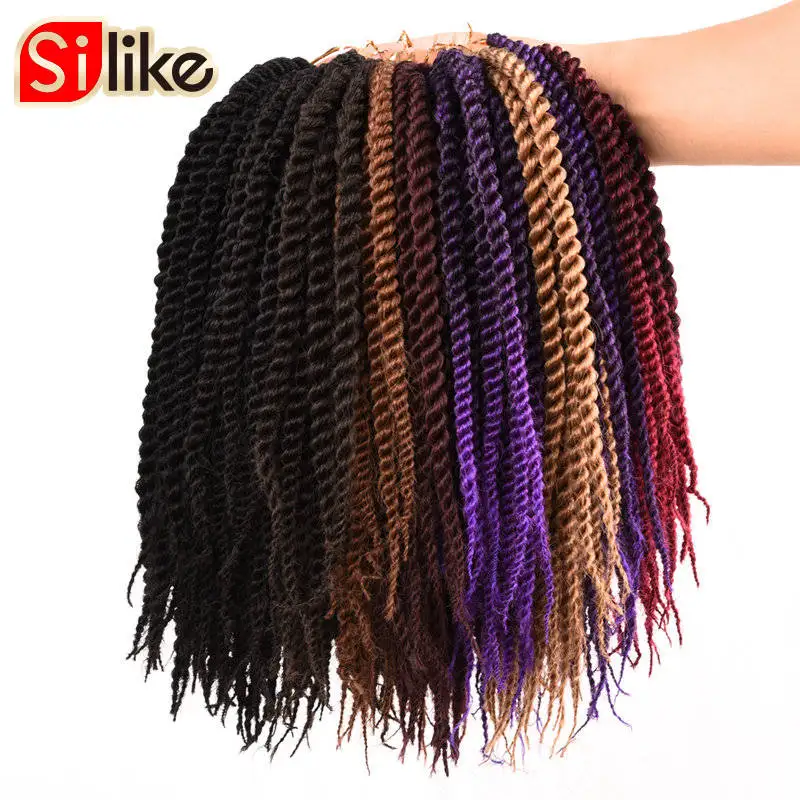 Silike Synthetic 24 Roots Crochet Braids Senegalese Twist 10 inch Crochet Twist Braid Hair For kid Crochet Braiding Hair 9 Color