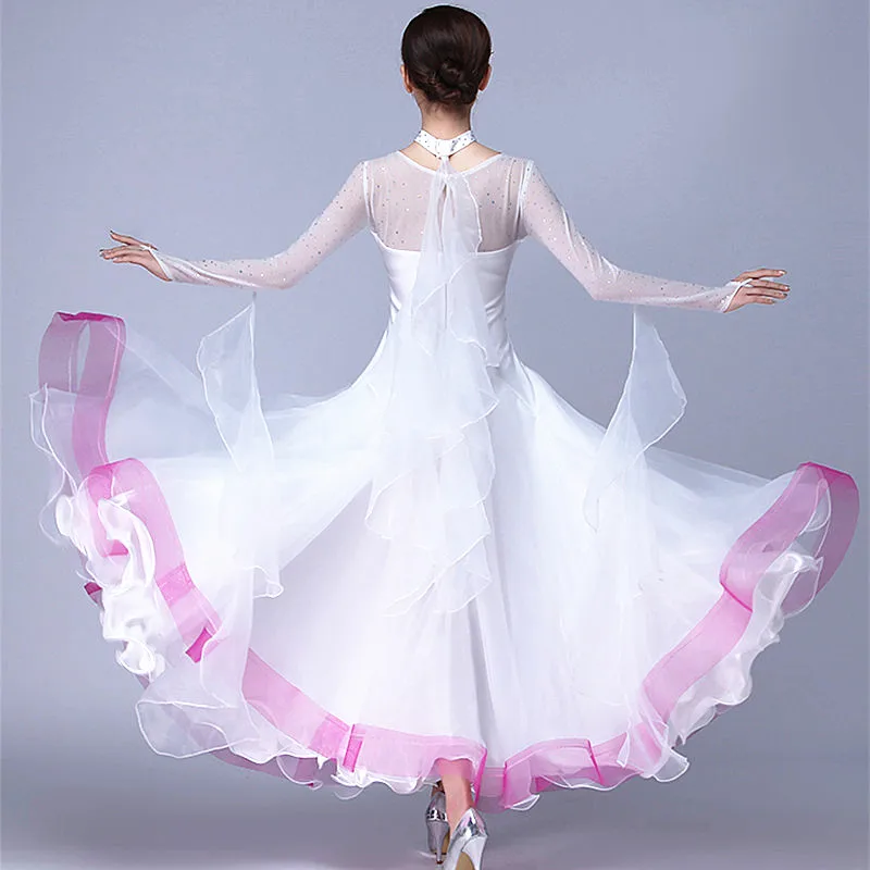 Платье для детских бальных танцев viennese waltz стандартное белое платье