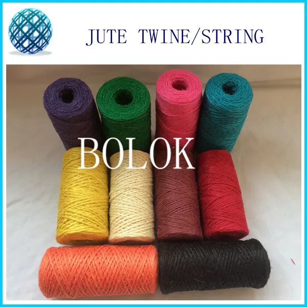 

4pcs/lot colored jute twine,jute cords, 2 ply 1.5mm twisted jute rope used all kind packing