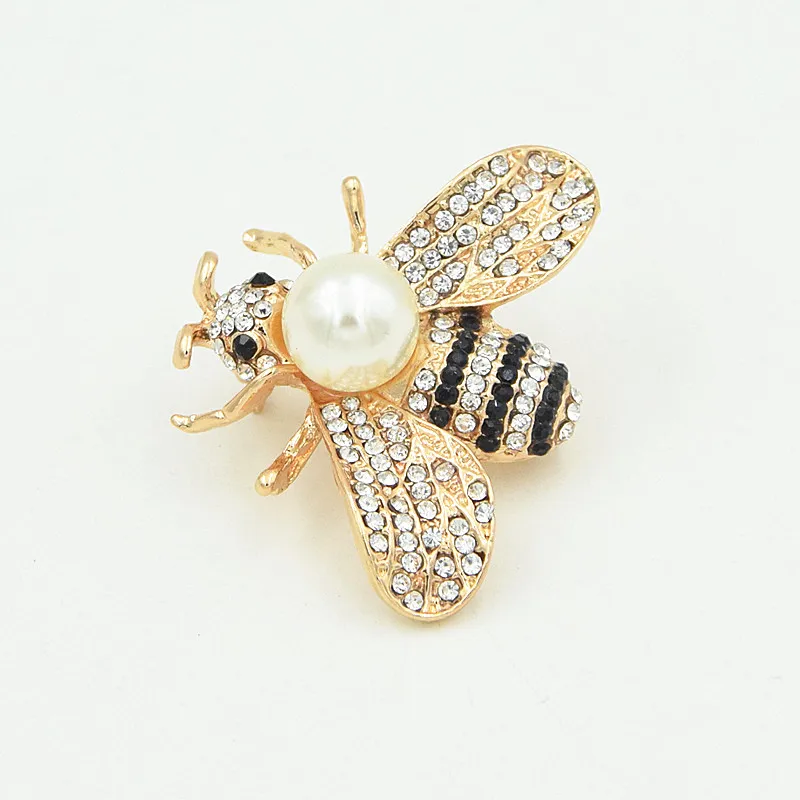 Utei дизайн золотой цвет сплав сверкающие кристаллы стразы и жемчуг Милая пчела