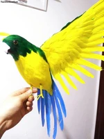 large 42x60cm spreading wings parrot yellow dark green feathers parrot bird hard modelgarden decoration ornaments gift s1449