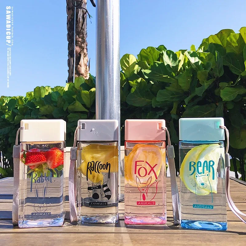 Модная Квадратная бутылка для воды с животным принтом портативная дорожная