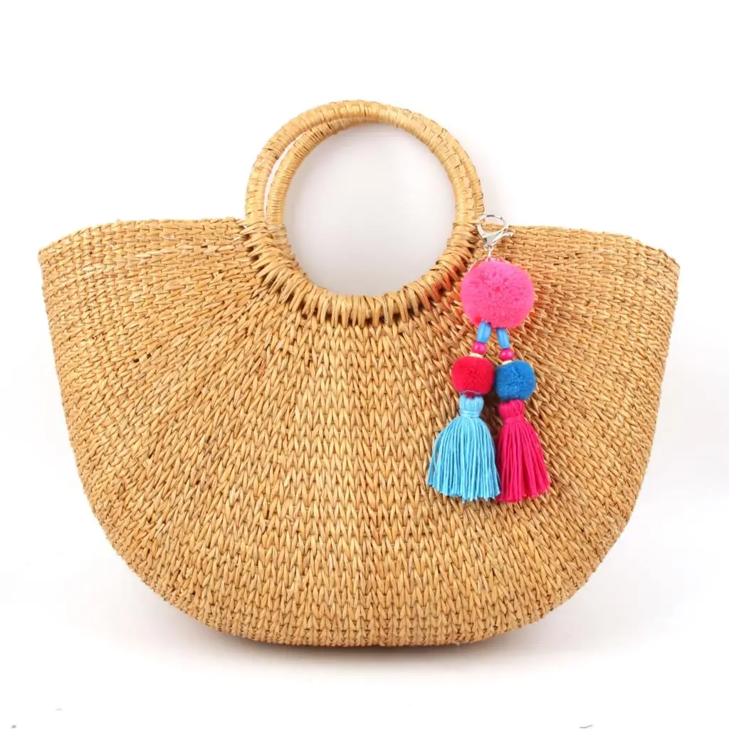 Богемный брелок 1 шт. красочные бусины кисточка помпон подвеска брелки для