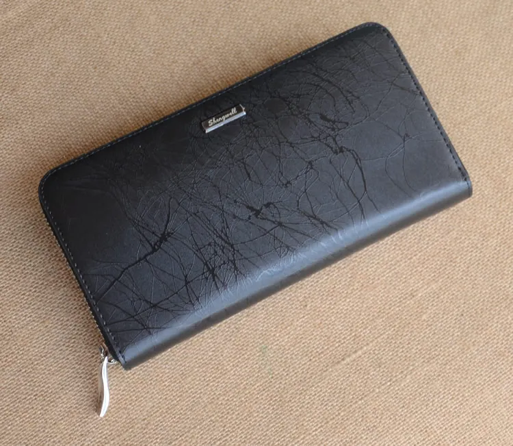 2 шт./лот 2016 Мужская Мода Молнии Бумажник Высокое качество Натуральная Кожа