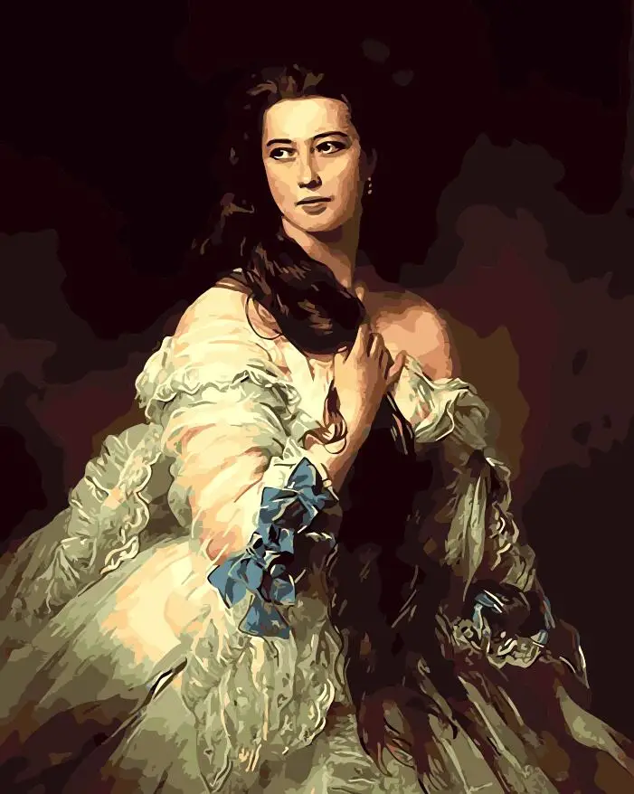 Красивая леди принцесса девушка играя картины вручную без рамки домашнее