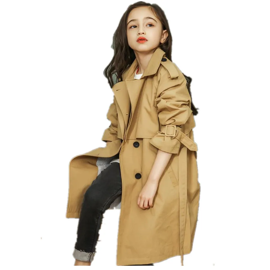 Новинка весны 2019 модные куртки для девочек ветровка длинный тренч малышей