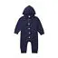 Тёмно-синий Повседневная одежда для новорожденных мальчиков и девочек от 0 до 24 месяцев, г., осенне-зимний комбинезон в полоску с длинными рукавами и капюшоном, комбинезон, костюм для подвижных игр теплая одежда - Цвет: Тёмно-синий