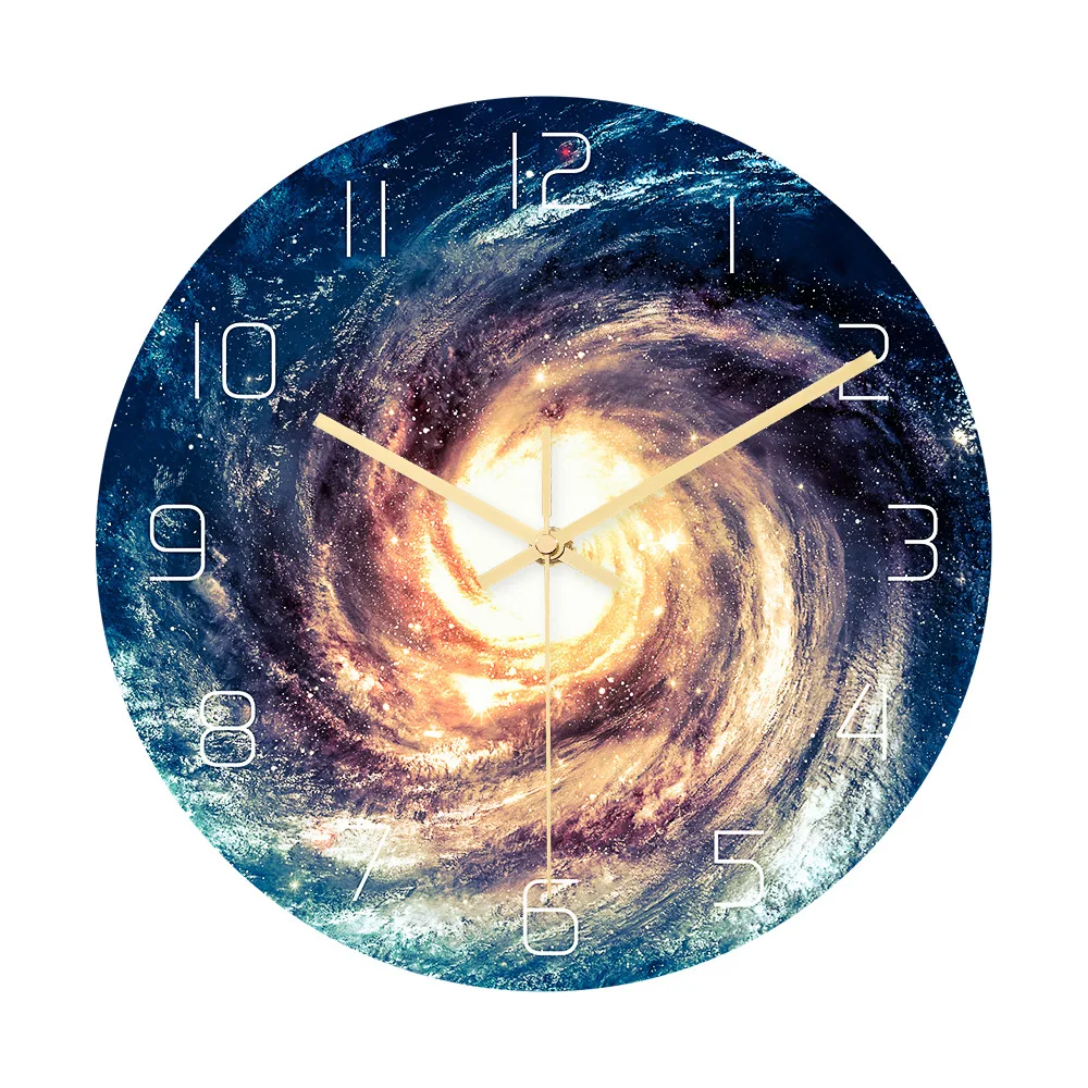 Акриловые бесшумные настенные часы космические Звездные для спальни гостиной