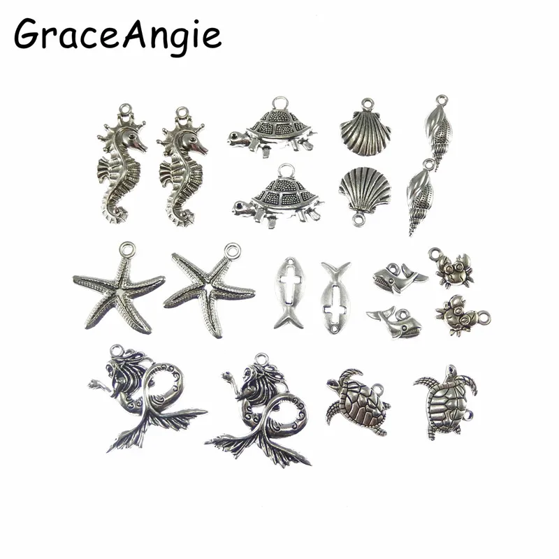 Микс 10 шт Дельфин Краб Ювелирная подвеска в виде животного для ожерелья Шарм